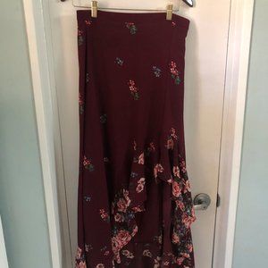 Burgandy Floral Skirt with Slit